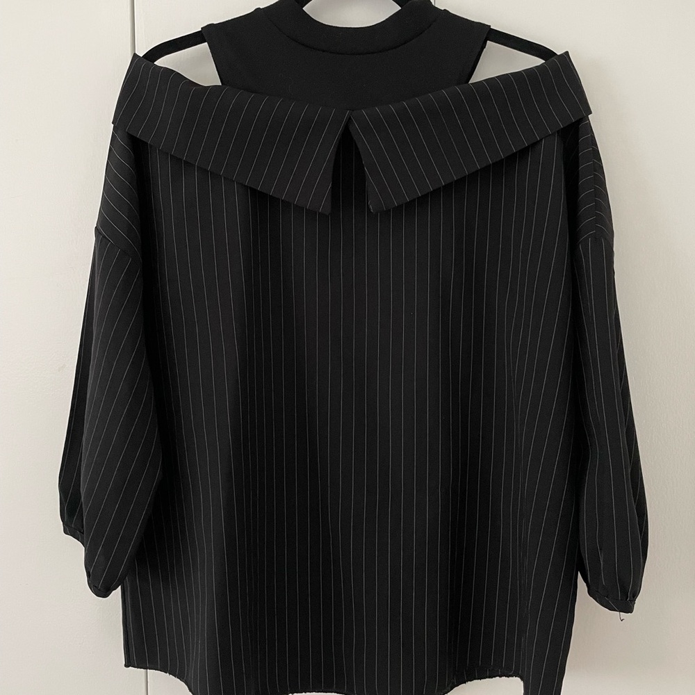 Black open shoulder top